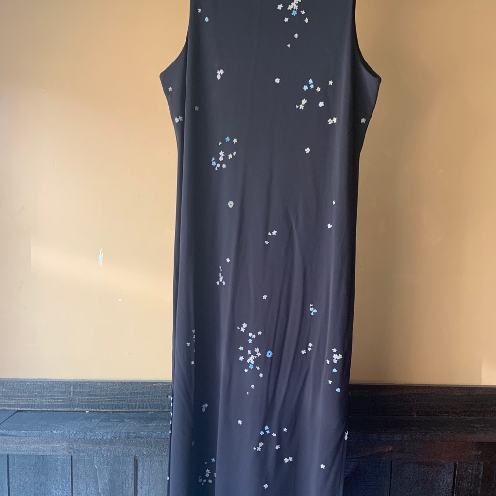 Sigrid Olsen Sport Black floral Maxi Dress sz L
